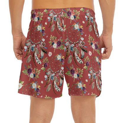 Vintage Dream Catcher Pattern Print Men's Split Running Shorts