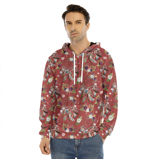 Vintage Dream Catcher Pattern Print Men's Velvet Pullover Hoodie