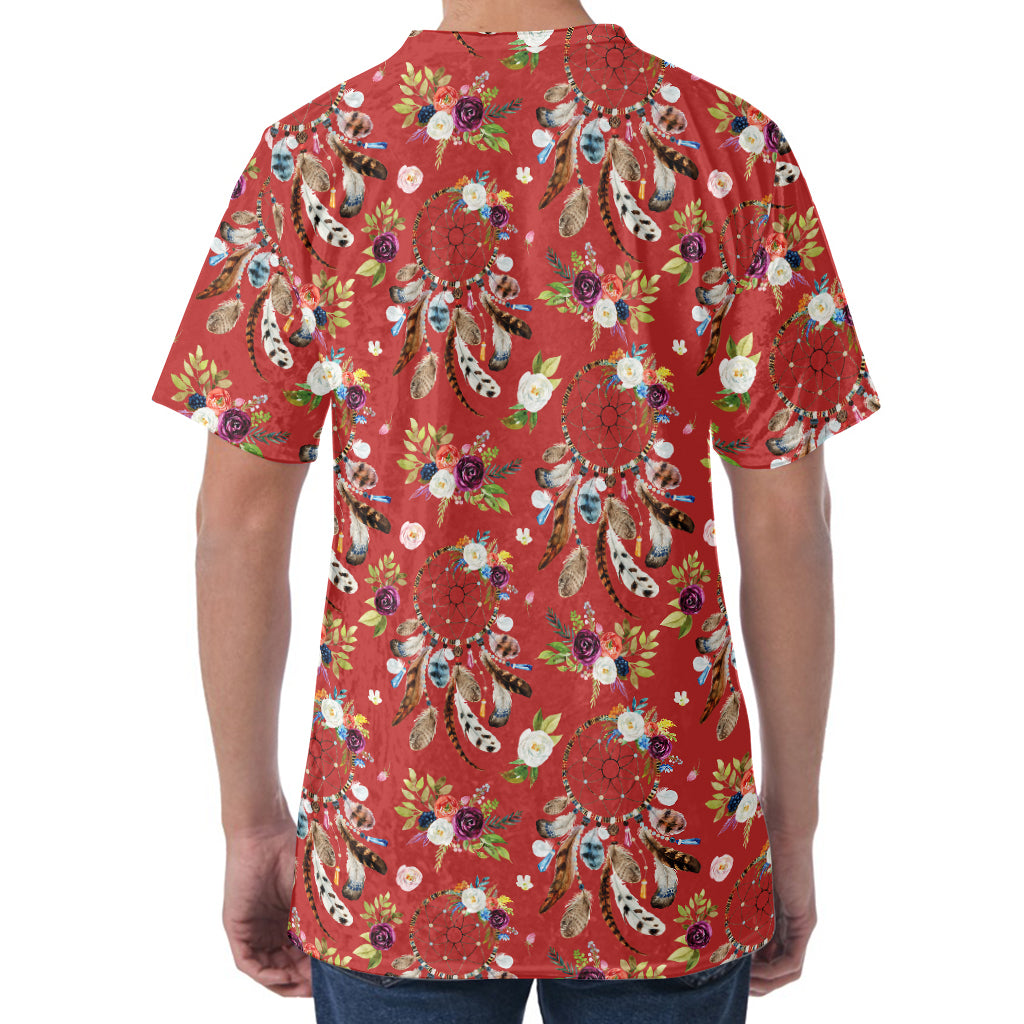 Vintage Dream Catcher Pattern Print Men's Velvet T-Shirt