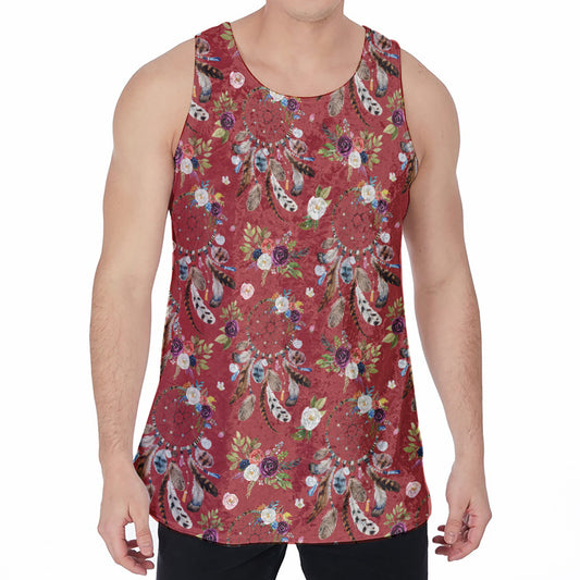 Vintage Dream Catcher Pattern Print Men's Velvet Tank Top