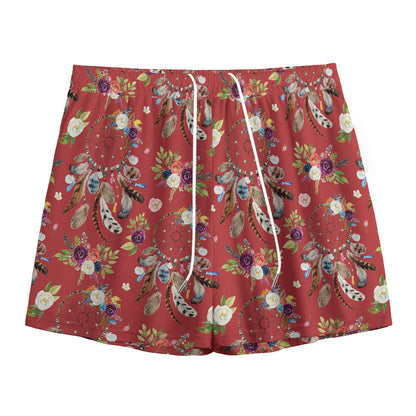 Vintage Dream Catcher Pattern Print Mesh Shorts
