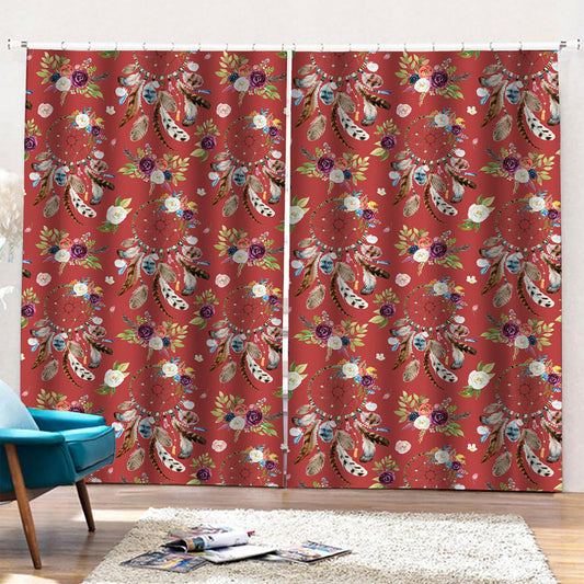 Vintage Dream Catcher Pattern Print Pencil Pleat Curtains