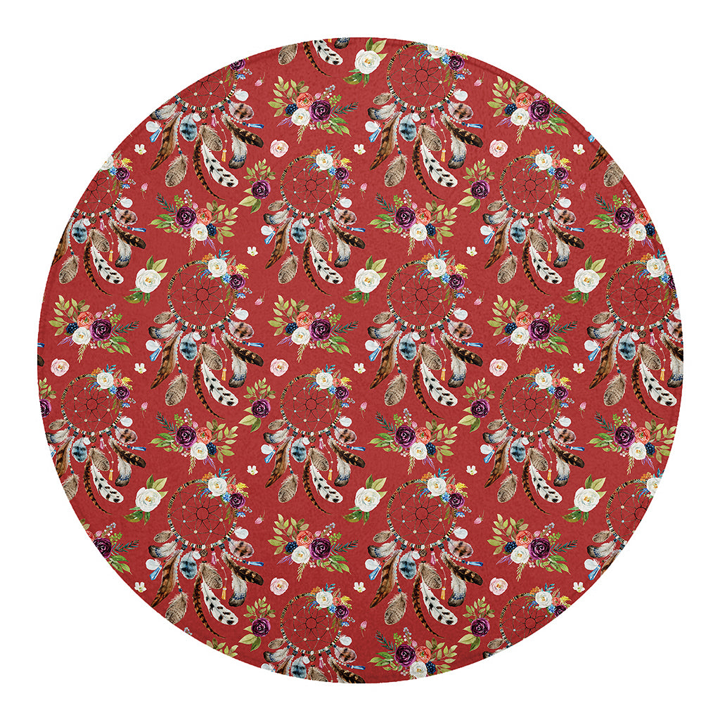 Vintage Dream Catcher Pattern Print Round Blanket