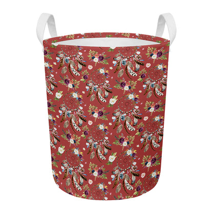 Vintage Dream Catcher Pattern Print Round Laundry Basket