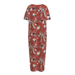 Vintage Dream Catcher Pattern Print Short Sleeve Long Nightdress