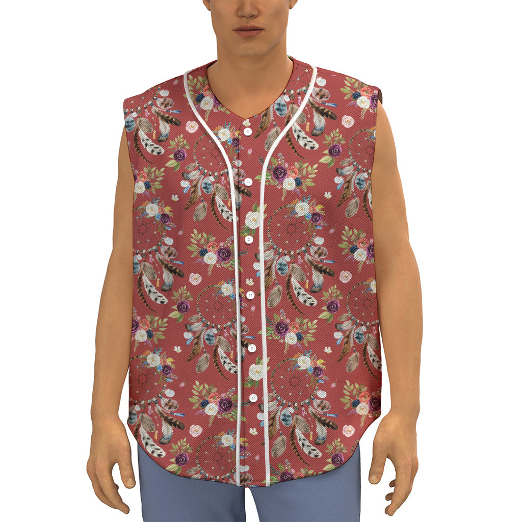 Vintage Dream Catcher Pattern Print Sleeveless Baseball Jersey