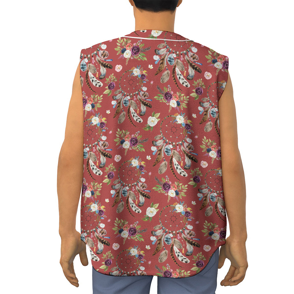 Vintage Dream Catcher Pattern Print Sleeveless Baseball Jersey