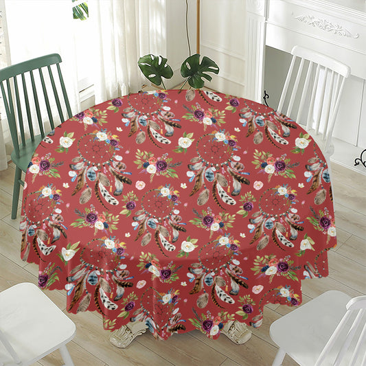 Vintage Dream Catcher Pattern Print Waterproof Round Tablecloth