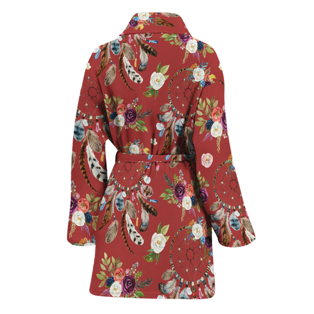 Vintage Dream Catcher Pattern Print Women's Bathrobe