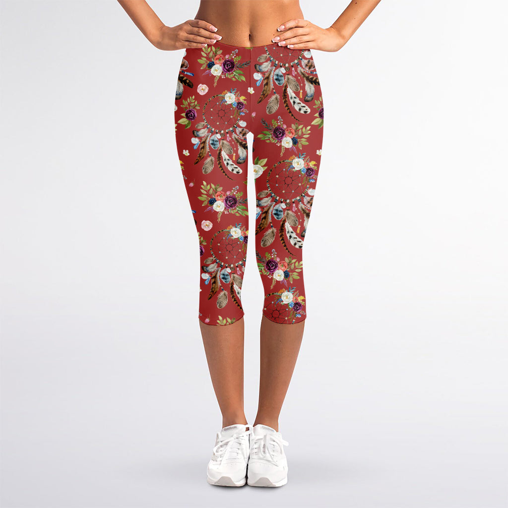 Vintage Dream Catcher Pattern Print Women's Capri Leggings