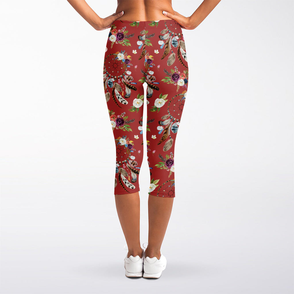 Vintage Dream Catcher Pattern Print Women's Capri Leggings