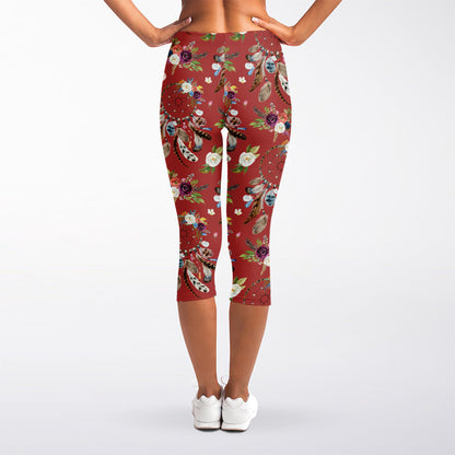 Vintage Dream Catcher Pattern Print Women's Capri Leggings