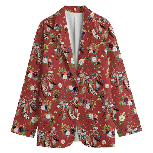 Vintage Dream Catcher Pattern Print Women's Cotton Blazer