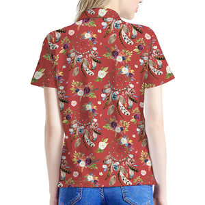 Vintage Dream Catcher Pattern Print Women's Polo Shirt