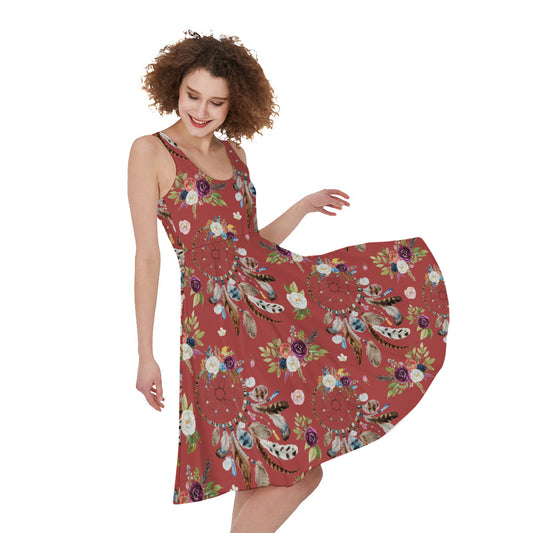 Vintage Dream Catcher Pattern Print Women's Sleeveless Dress