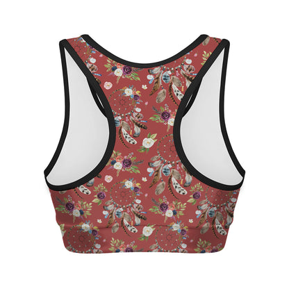 Vintage Dream Catcher Pattern Print Women's Sports Bra