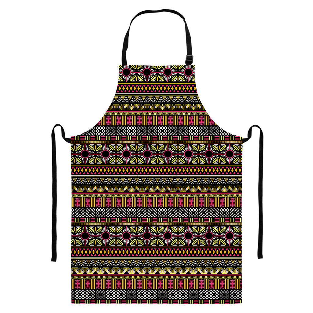 Vintage Ethnic Pattern Print Bib Apron With Pocket