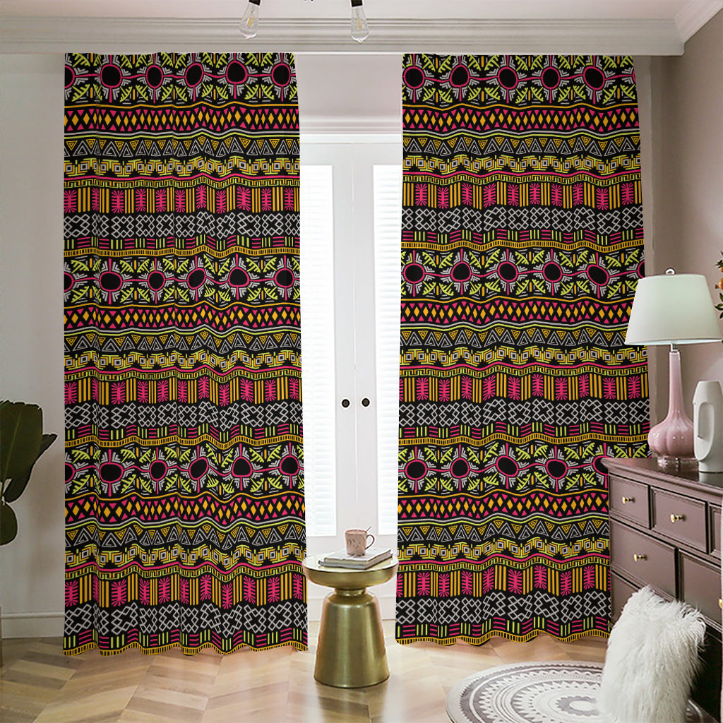 Vintage Ethnic Pattern Print Blackout Pencil Pleat Curtains