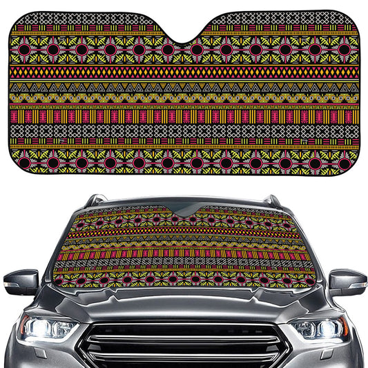 Vintage Ethnic Pattern Print Car Windshield Sun Shade