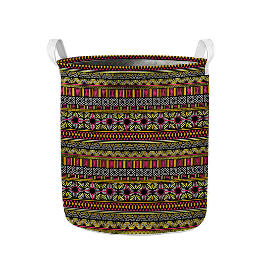 Vintage Ethnic Pattern Print Collapsible Laundry Basket