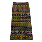 Vintage Ethnic Pattern Print Cotton Front Slit Maxi Skirt