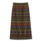 Vintage Ethnic Pattern Print Cotton Front Slit Maxi Skirt