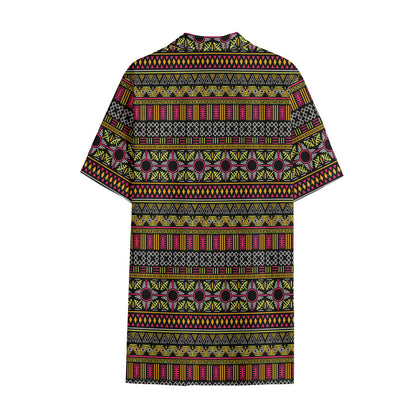 Vintage Ethnic Pattern Print Cotton Hawaiian Shirt