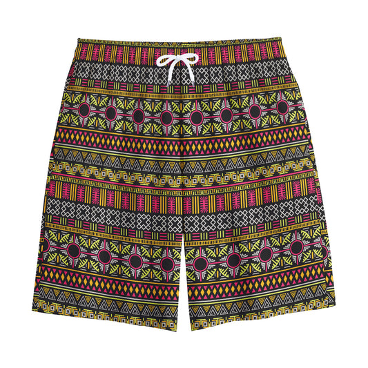 Vintage Ethnic Pattern Print Cotton Shorts