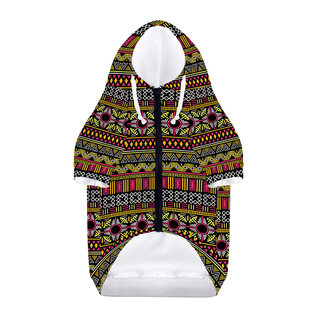 Vintage Ethnic Pattern Print Dog Zip Up Hoodie