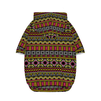 Vintage Ethnic Pattern Print Dog Zip Up Hoodie