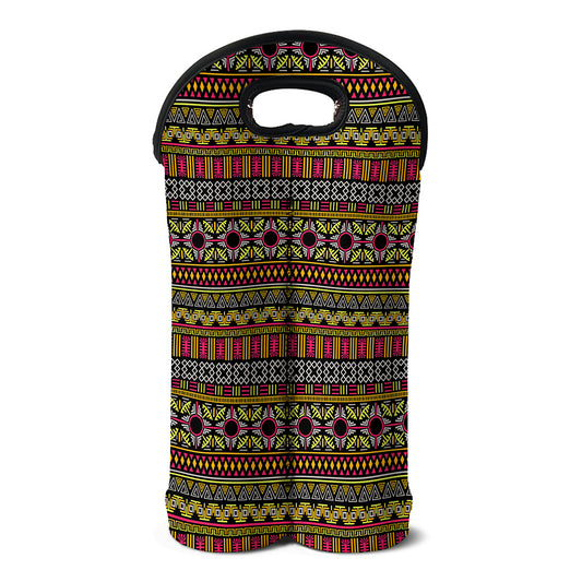 Vintage Ethnic Pattern Print Double Neoprene Wine Tote