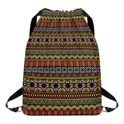 Vintage Ethnic Pattern Print Drawstring Backpack