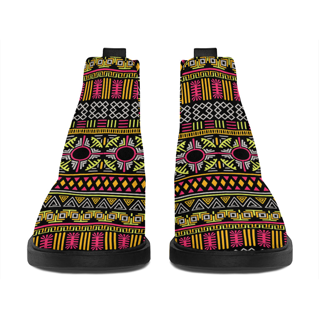 Vintage Ethnic Pattern Print Flat Ankle Boots