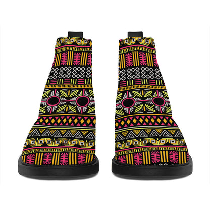 Vintage Ethnic Pattern Print Flat Ankle Boots