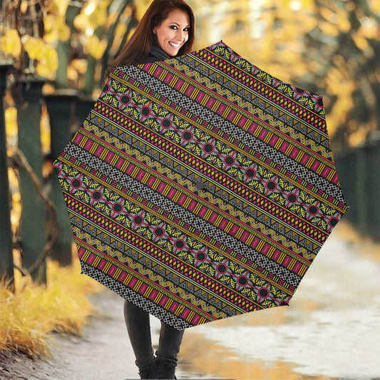 Vintage Ethnic Pattern Print Foldable Umbrella
