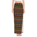 Vintage Ethnic Pattern Print High Slit Maxi Skirt