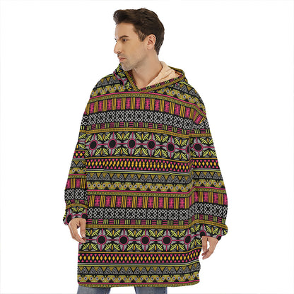 Vintage Ethnic Pattern Print Hoodie Blanket
