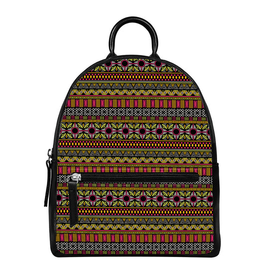 Vintage Ethnic Pattern Print Leather Backpack