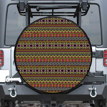 Vintage Ethnic Pattern Print Leather Spare Tire Cover