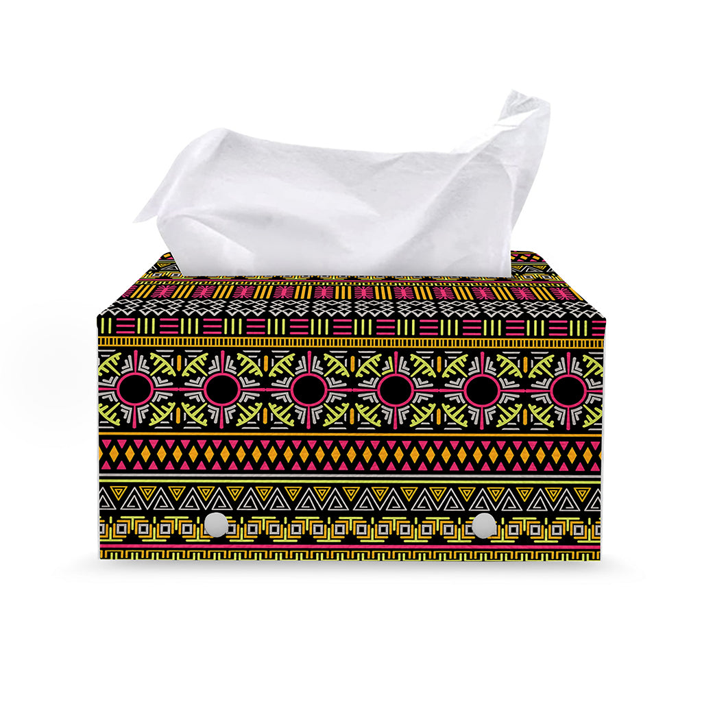 Vintage Ethnic Pattern Print Leather Tissue Box Cover