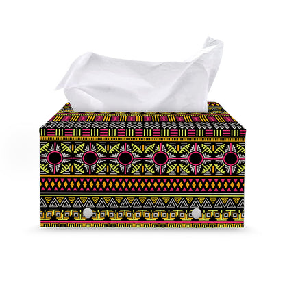 Vintage Ethnic Pattern Print Leather Tissue Box Cover