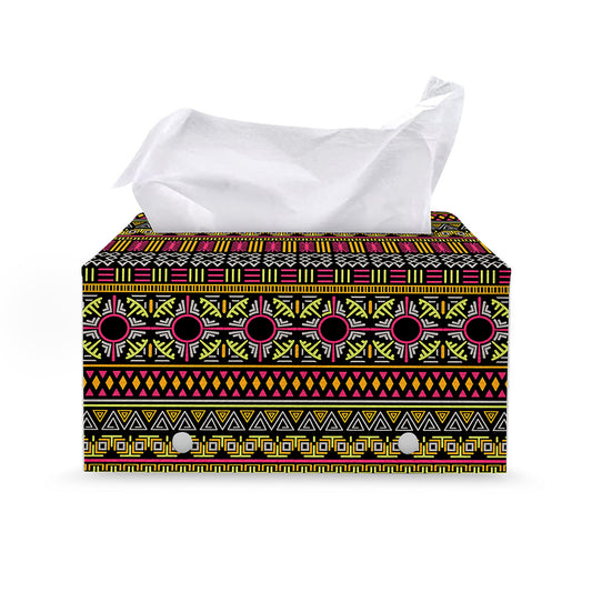 Vintage Ethnic Pattern Print Leather Tissue Box Cover