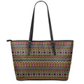 Vintage Ethnic Pattern Print Leather Tote Bag With Zipper