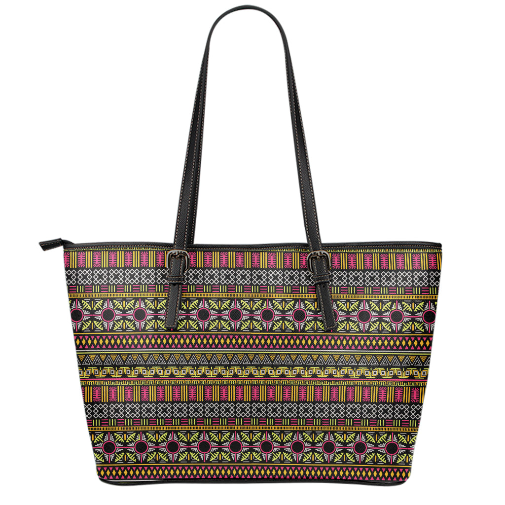 Vintage Ethnic Pattern Print Leather Tote Bag