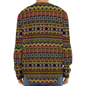 Vintage Ethnic Pattern Print Long Sleeve Baseball Jersey