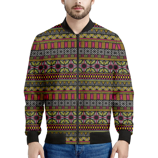 Vintage Ethnic Pattern Print Men's Bomber Jacket