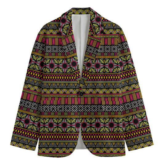 Vintage Ethnic Pattern Print Men's Cotton Blazer