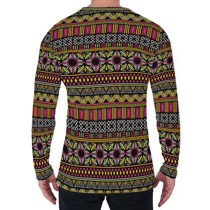 Vintage Ethnic Pattern Print Men's Long Sleeve T-Shirt