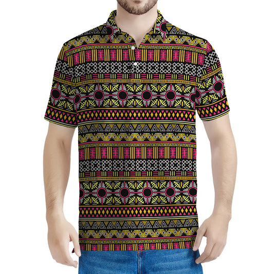 Vintage Ethnic Pattern Print Men's Polo Shirt