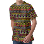 Vintage Ethnic Pattern Print Men's Velvet T-Shirt